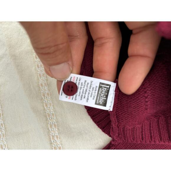 NWT Frenchie Mini Couture Cable‎ Knit Cardigan, Maroon, Size 6 months - Picture 4 of 5